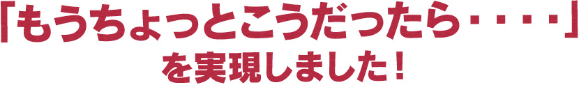 もうちょっとこうだったら・・・・」を実現しました！